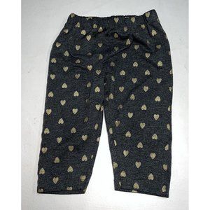 Limited Too Baby Girl Knit Leggings Size 24 M Charcoal Gray Gold Hearts Pants